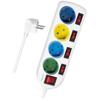 LogiLink Steckdosenleiste, 4-fach mit 5 Schaltern,mehrfarbig
