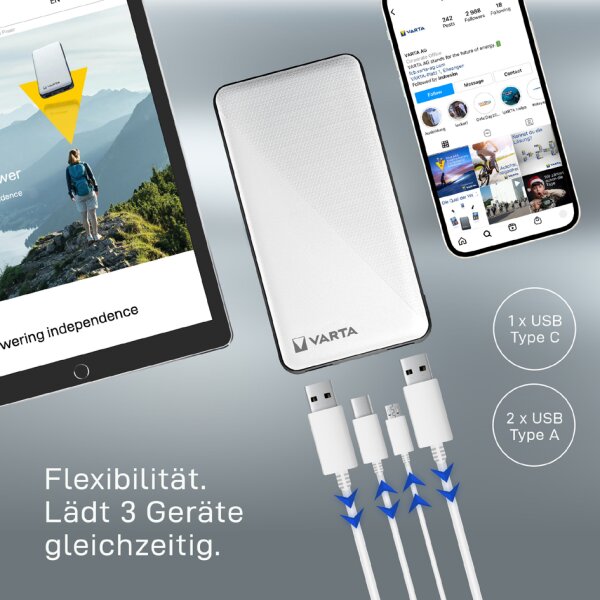 VARTA Powerbank "Energy", 20.000 mAh, weiss