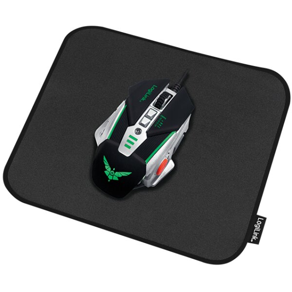 LogiLink Gaming Maus Pad, vernähte Kanten, Grösse L, schwarz