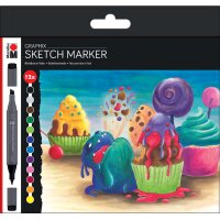 Marabu Marqueur Sketch Graphix SUGARHOLIC, étui de 12