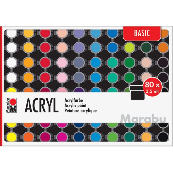 Marabu Set de peinture acrylique BASIC, 80 x 3,5 ml