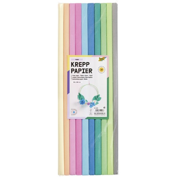 folia Krepppapier-Rollen BASIC, 500 mm x 2 m, sortiert
