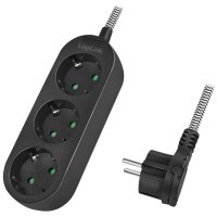 LogiLink Steckdosenleiste, 3-fach, Textilkabel, schwarz