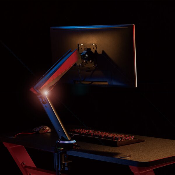 LogiLink Gaming Monitorarm, Armlänge: 480 mm, schwarz