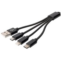DIGITUS Câble de charge 3-en-1, USB A-Lightning +...