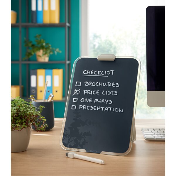 LEITZ Chevalet de bureau en verre Cosy, gris