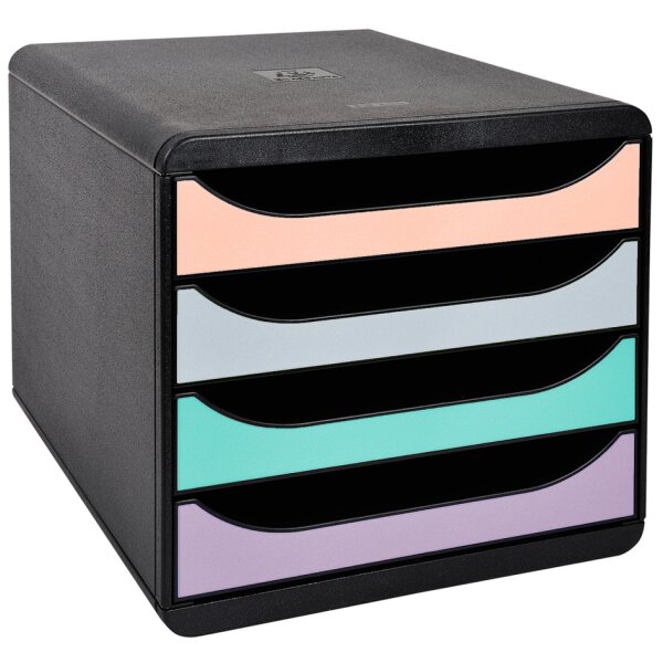 EXACOMPTA Schubladenbox BIG-BOX Aquarel, 4 Schübe, farbig