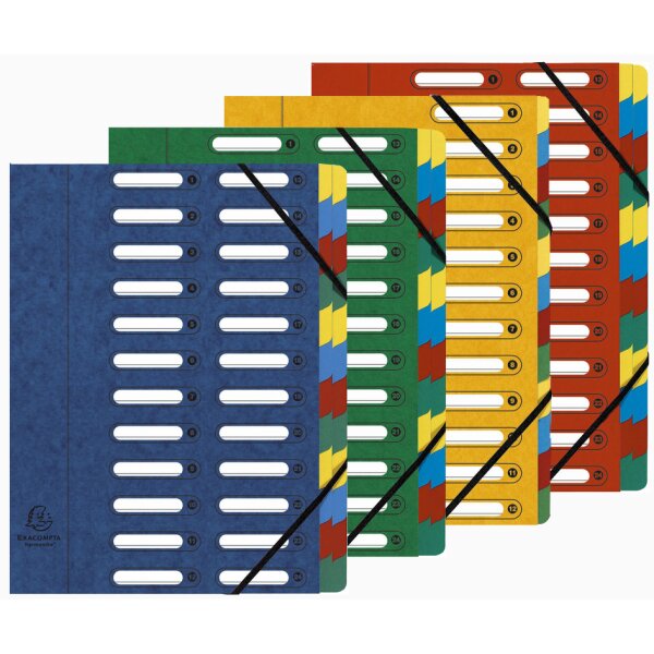 EXACOMPTA Ordnungsmappe, DIN A4, Karton, 24 Fächer, rot