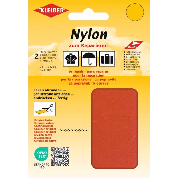 KLEIBER Nylon-Flicken, selbstklebend, weiss