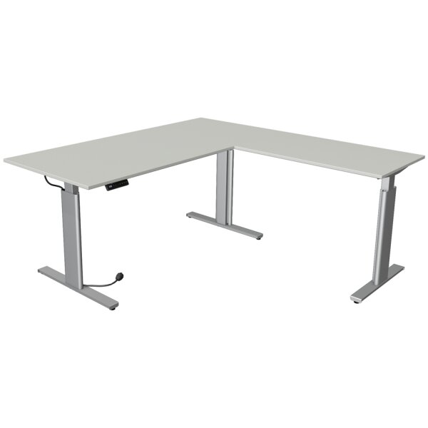 kerkmann Sitz-Steh-Schreibtisch Move 3 tube mit Anbau, weiss