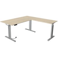 kerkmann Sitz-Steh-Schreibtisch Move 3 tube mit Anbau, weiss