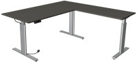 kerkmann Sitz-Steh-Schreibtisch Move 3 tube mit Anbau, grau