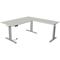 kerkmann Sitz-Steh-Schreibtisch Move 3 tube mit Anbau, grau