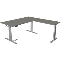 kerkmann Sitz-Steh-Schreibtisch Move 3 tube mit Anbau, grau