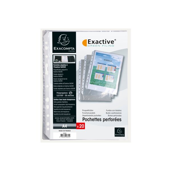 EXACOMPTA Poches prospectus PP 55my A4 5834E pour Exashow 20 pcs.