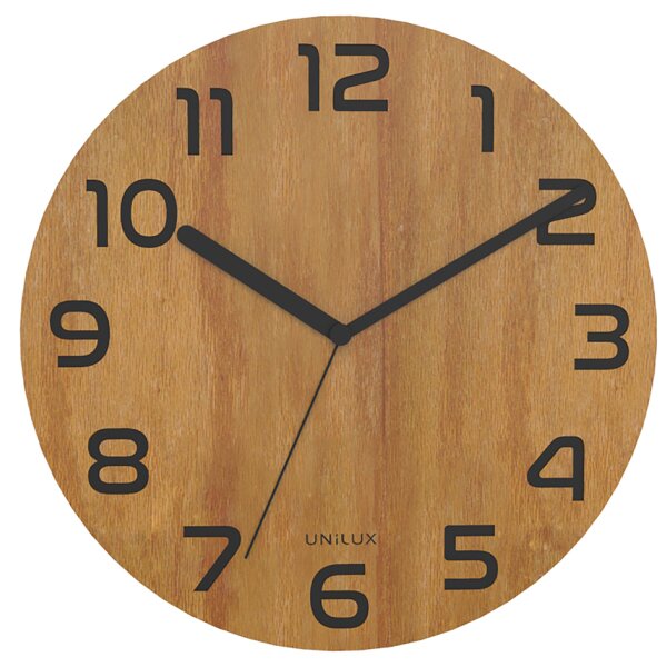UNiLUX Horloge murale / &agrave; quartz PALMA Bamboo, bambou noir