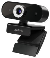 LogiLink Pro Full-HD-USB-Webcam mit Mikrofon, schwarz