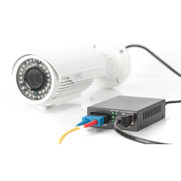 DIGITUS Gigabit PoE Medienkonverter, RJ45 SC, Multimode