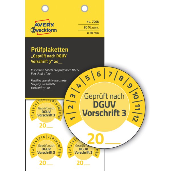 AVERY Zweckform Prüfplaketten DGUV Vorschrift 3, gelb