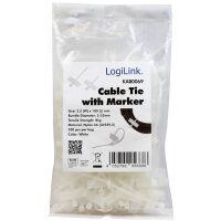 LogiLink Attache-câbles avec champ dinscription, blanc