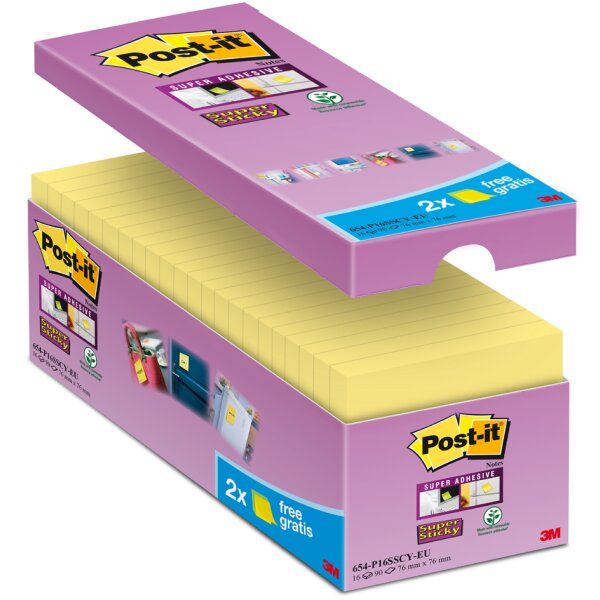 Post-it Bloc-note super sticky notes, 76 x 76 mm, 20+4
