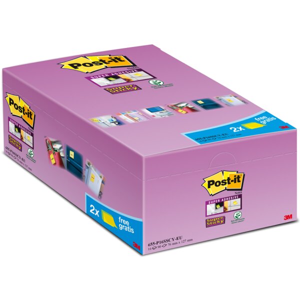 Post-it Bloc-note super sticky notes, 127 x 76 mm, 20+4