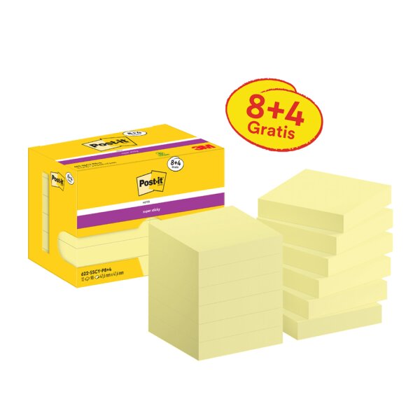Post-it Bloc-note super sticky notes, 127 x 76 mm, 20+4