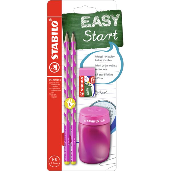 STABILO Kit décriture école EASYgraph S, gaucher, rose