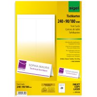 sigel Carte marque-place, blanc éclatant, 185 g/m2