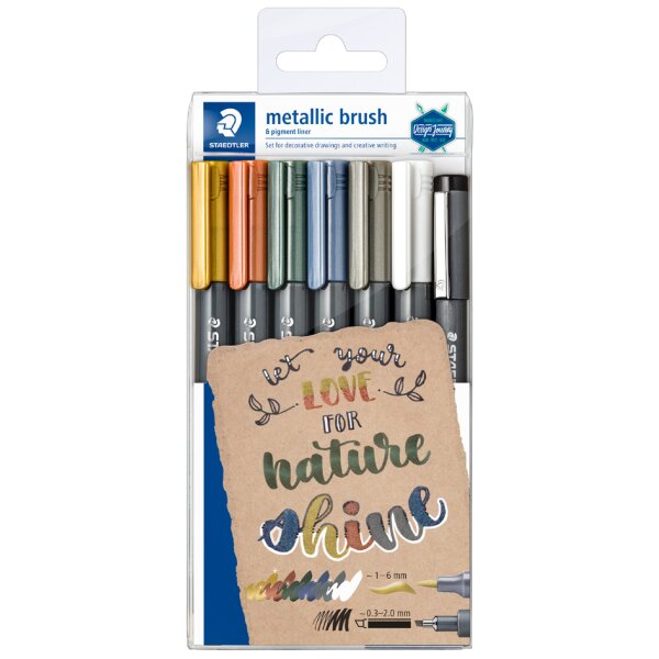 STAEDTLER Feutre pinceau metallic brush, étui de 6