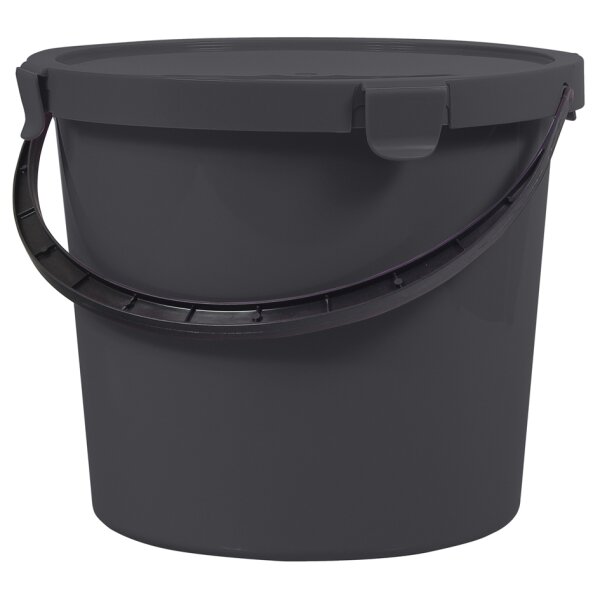 plast team Seau &agrave; cueillette avec couvercle,10 L, gris fonc&eacute;