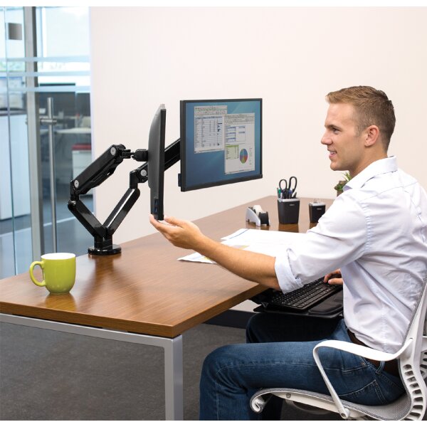 Fellowes Bras porte-&eacute;crans double Platinum Series, argent