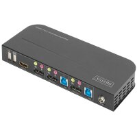 DIGITUS Commutateur KVM, 2 ports, 2x entrée DP, 1x...