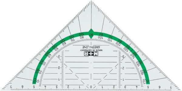 M+R Equerre géométrique Green Line, hypoténuse: 160 mm