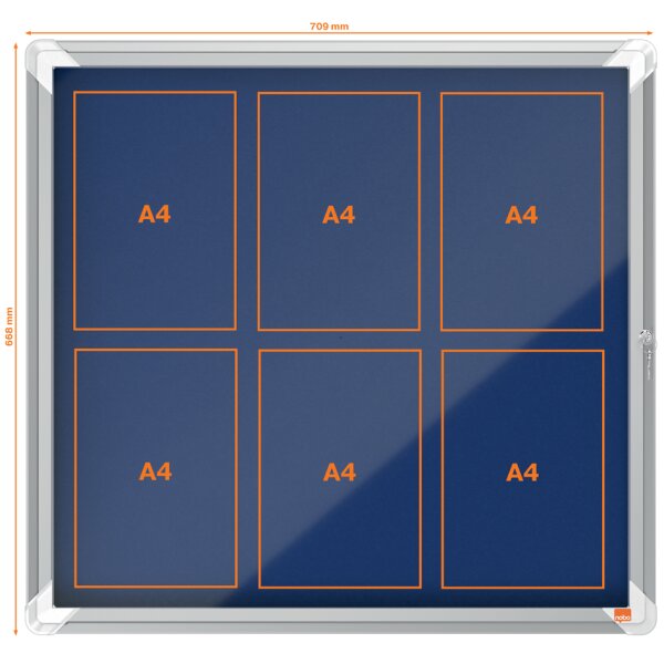 nobo Schaukasten Premium Plus, Filz-R&uuml;ckwand, 9 x A4, grau