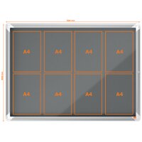 nobo Schaukasten Premium Plus, Filz-Rückwand, 9 x A4, grau