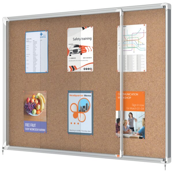 nobo Schaukasten Premium Plus, Kork-R&uuml;ckwand, 15 x DIN A4