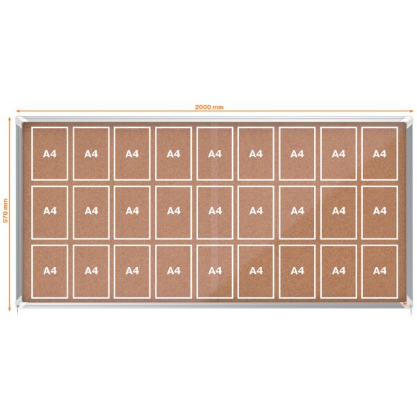 nobo Schaukasten Premium Plus, Kork-Rückwand, 8 x DIN A4