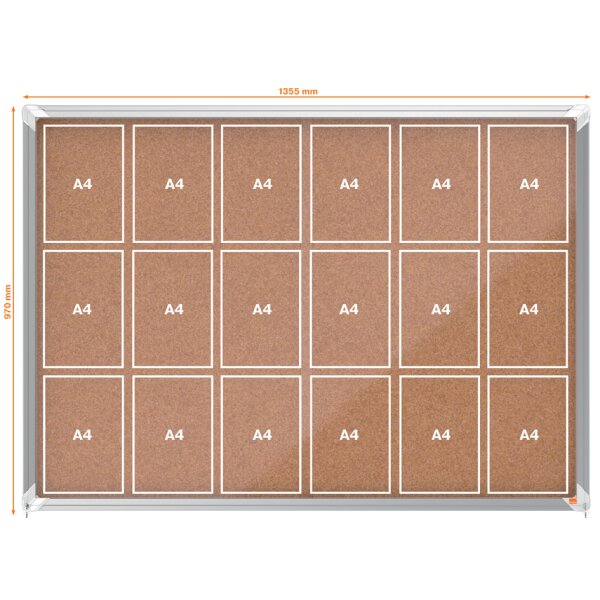 nobo Schaukasten Premium Plus, Kork-Rückwand, 8 x DIN A4