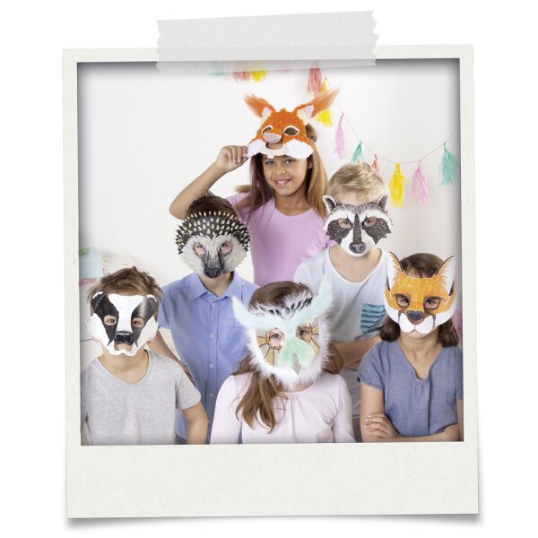 folia Masques pour enfants Animaux de la forêt, blanc