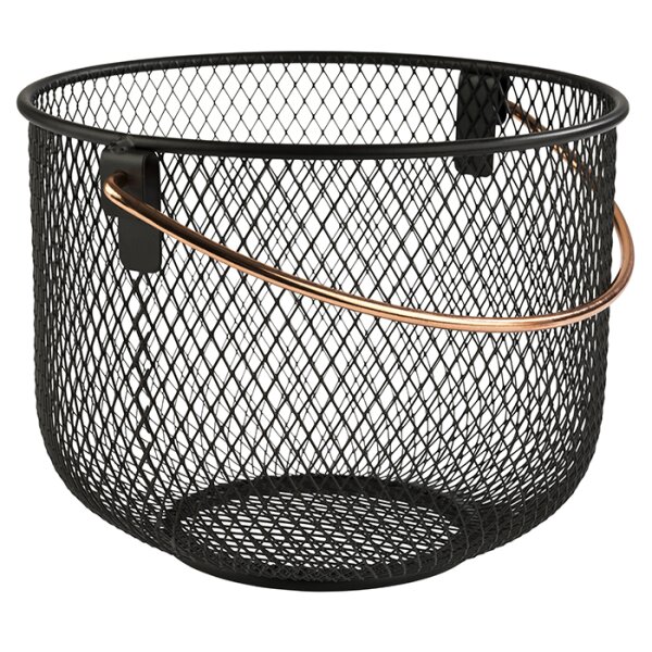 APS Panier à pain & à fruits, rond, avec anse, métal noir