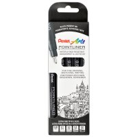 Pentel Feutre technique permanent Pointliner, set de 5, noir