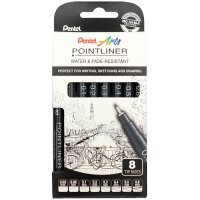 Pentel Feutre technique permanent Pointliner, set de 5, noir