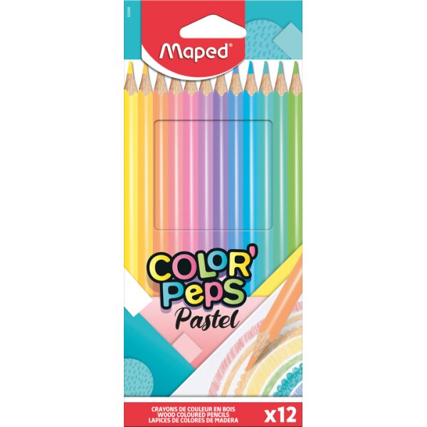 Maped Crayon de couleur COLORPEPS Pastel, étui carton de 12
