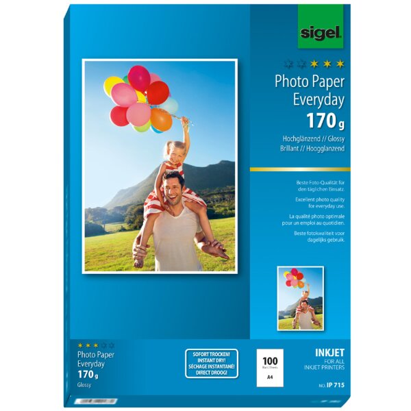 sigel InkJet-Everyday-Foto-Papier, DIN A4, hochgl&auml;nzend