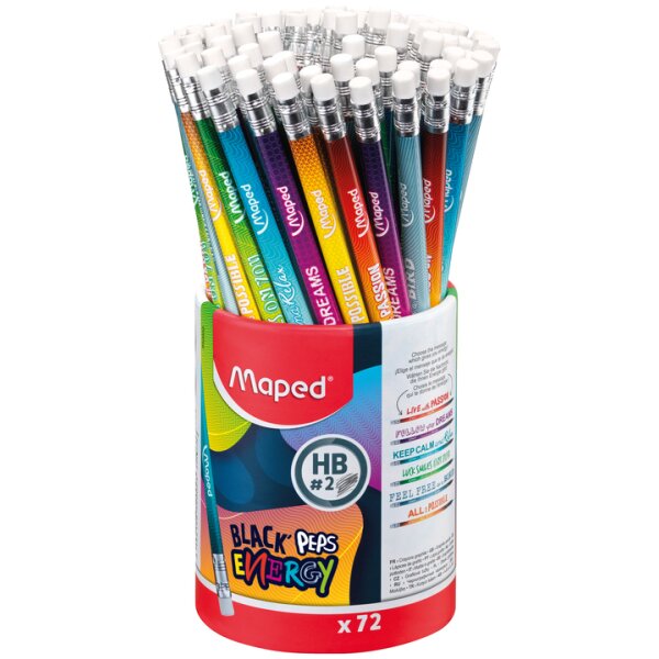 Maped Crayon graphite BLACKPEPS ENERGY, dureté: HB, pot 72