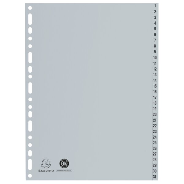 EXACOMPTA Kunststoff-Register, Zahlen, DIN A4, 31-teilig