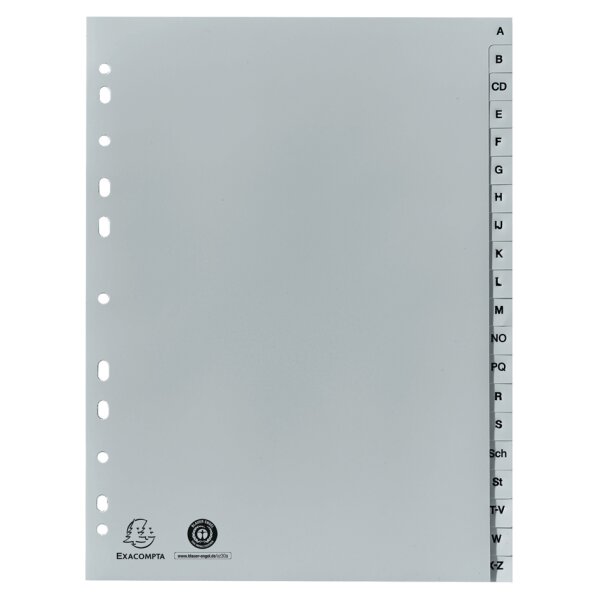 EXACOMPTA Kunststoff-Register, A-Z, DIN A4+, 20-teilig