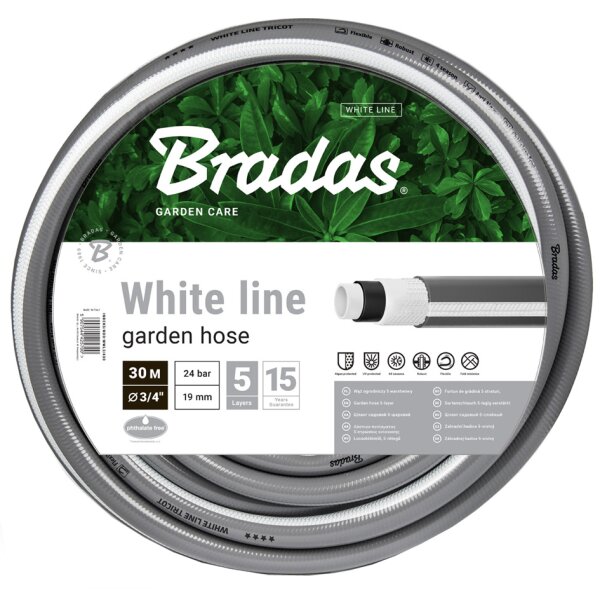 Bradas Tuyau darrosage WHITE LINE, 3/4, argent/blanc, 20 m