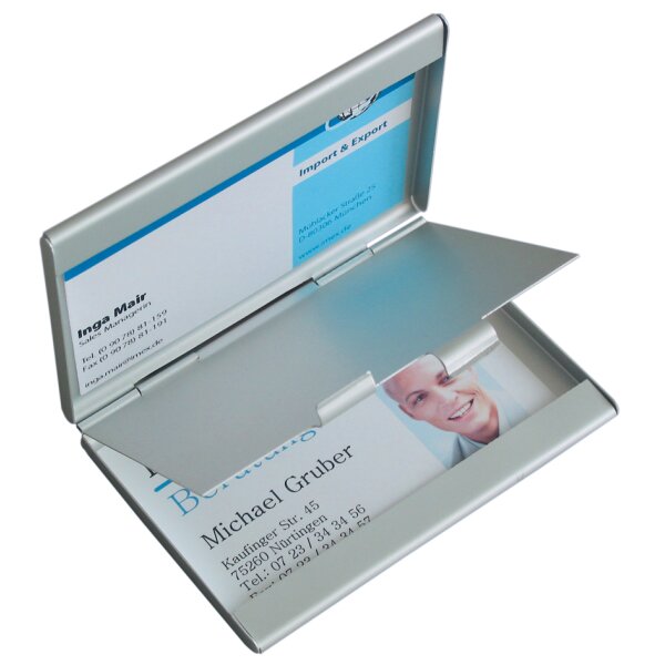 sigel Etui pour cartes de visite Twin, aluminium, argent